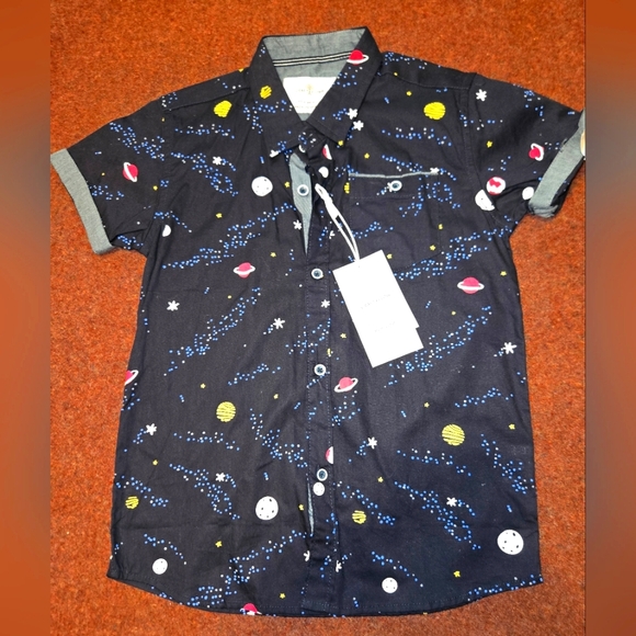 Craft & Flow Celeste Navy Shirt Little Boy's Size 6 New - Picture 1 of 9